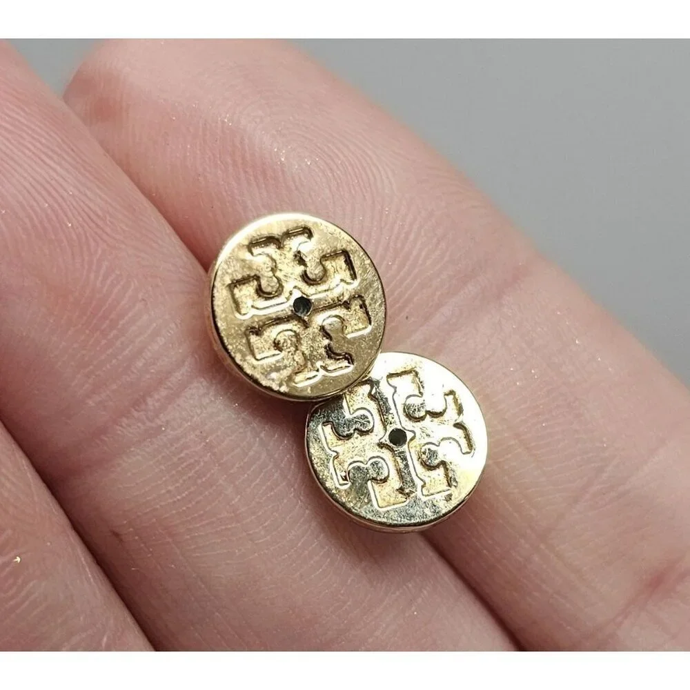 Tory Burch Drop Earrings Gold Tone Logo Gemini Chain Link Dangle Women’s 3